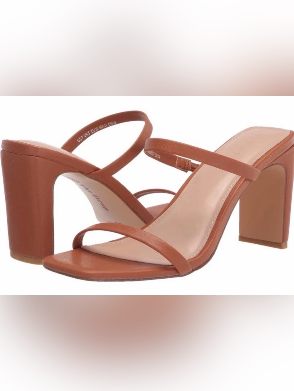 The Drop Women's Avery Square Toe Two Strap High Heeled Sandal Various Sizes